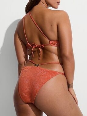 Victoria's Secret Straps Brazilian Bikini Bottom in Rust Orange Palm Print